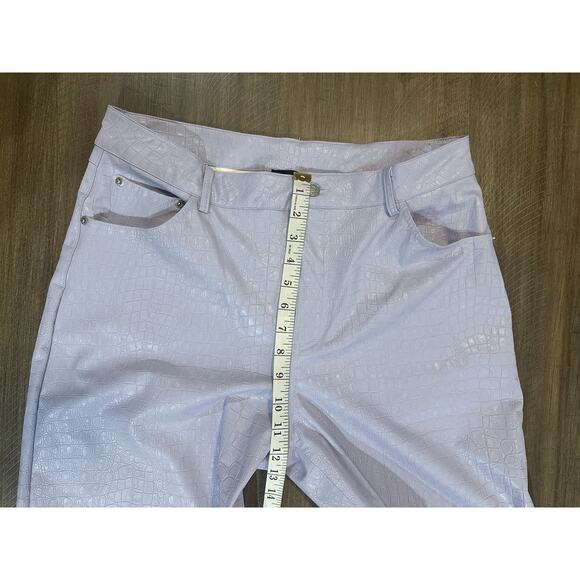 Naked Wardrobe Purple Faux Croc Leather High Rise Straight Leg Pants Size XL EUC - Picture 8 of 15
